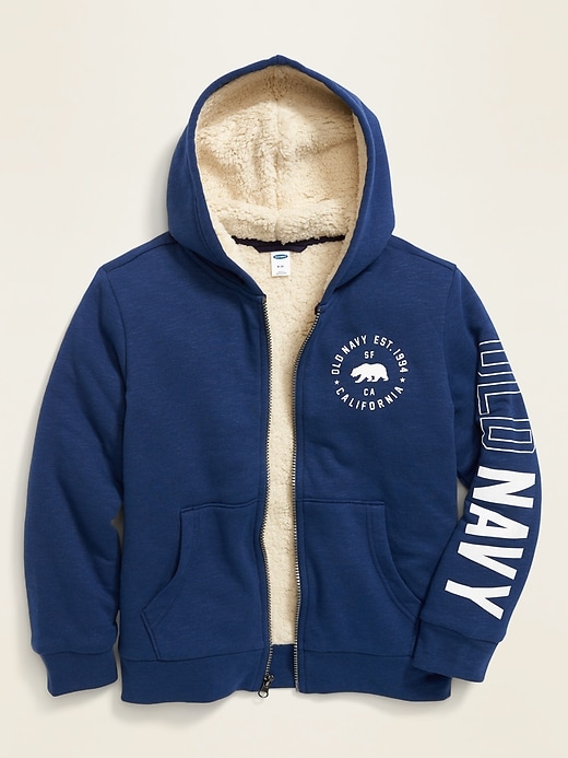 View large product image 1 of 1. Sherpa-Lined Zip Hoodie For Boys