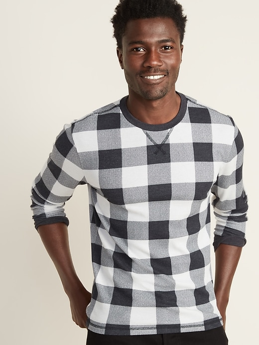 Image number 1 showing, Soft-Washed Built-In Flex Thermal-Knit Patterned Tee