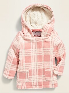 Sherpa-Lined Plaid Coat for Baby