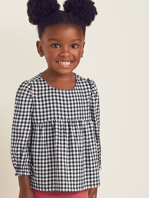 View large product image 1 of 4. Check-Patterned Twill Swing Top for Toddler Girls