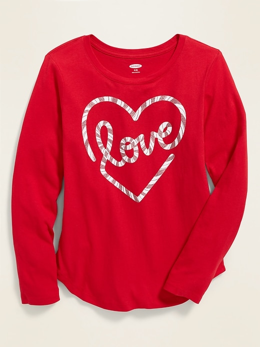 View large product image 1 of 2. Christmas-Graphic Long-Sleeve Tee for Girls