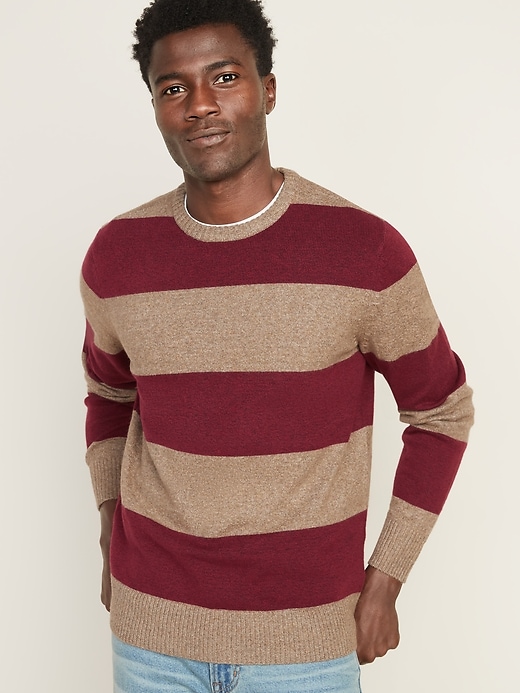 View large product image 1 of 1. Super-Soft Striped Crew-Neck Sweater