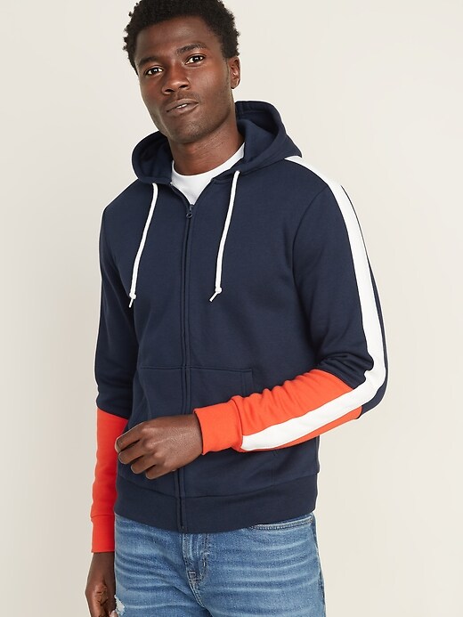 View large product image 1 of 1. Color-Blocked Zip Hoodie