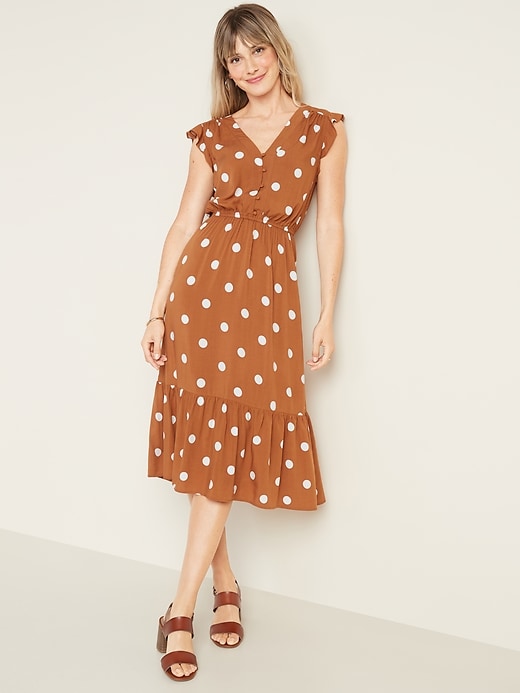 Old Navy - Waist-Defined Button-Front Midi Prairie Dress for Women
