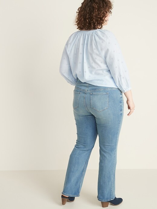 Image number 2 showing, High-Waisted Pull-On Boot-Cut Plus-Size Jeans