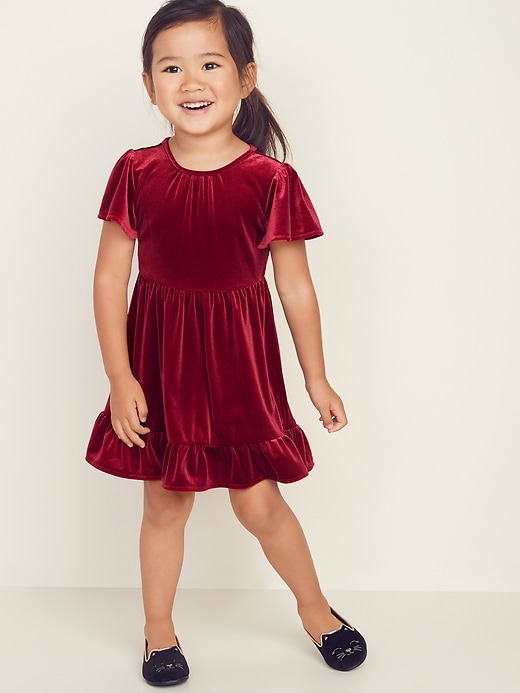 View large product image 1 of 3. Velvet Fit & Flare Dress for Toddler Girls