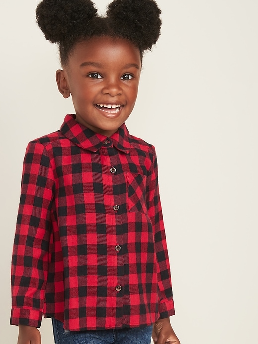 View large product image 1 of 3. Plaid Flannel Pocket Shirt for Toddler Girls