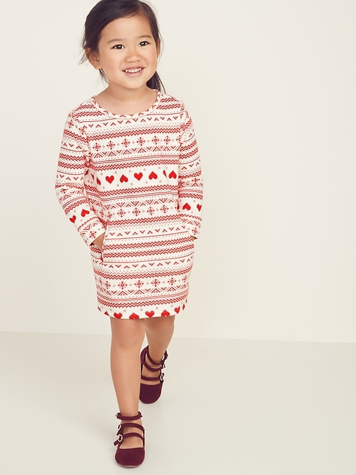View large product image 1 of 3. Fair Isle Sweatshirt Shift Dress for Toddler Girls