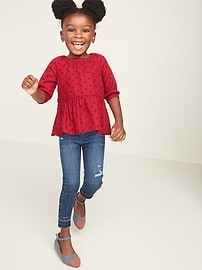 View large product image 3 of 4. Textured Peplum-Hem Swing Top for Toddler Girls