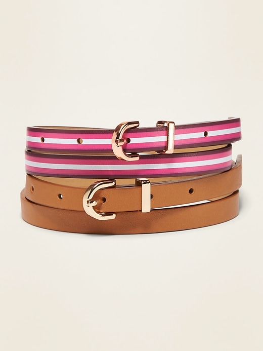 View large product image 1 of 1. Skinny Faux-Leather Belt 2-Pack for Girls
