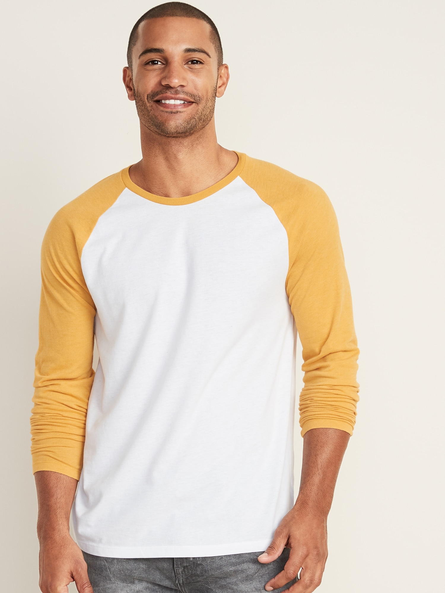 Soft-Washed Color-Blocked Raglan-Sleeve Tee for Men