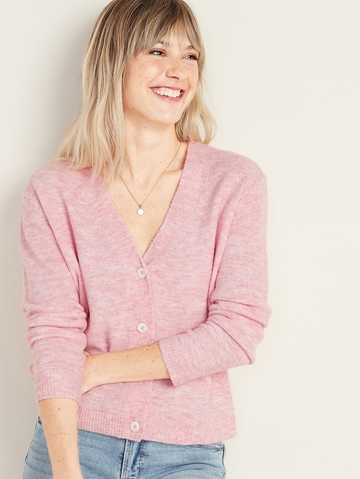 View large product image 1 of 1. Slouchy Soft-Brushed Button-Front Cardi for Women