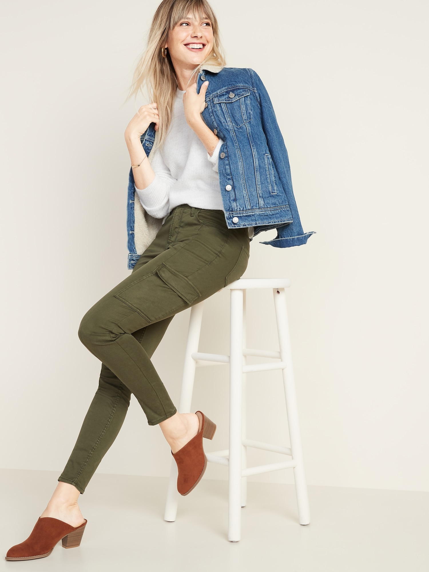 High-Waisted Sateen Rockstar Super Skinny Cargo Pants for Women | Old Navy