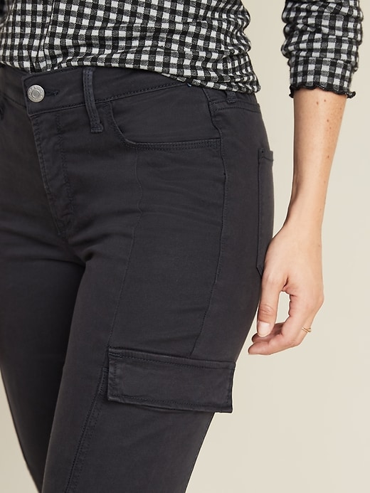 Image number 4 showing, High-Waisted Sateen Rockstar Super-Skinny Cargo Pants for Women