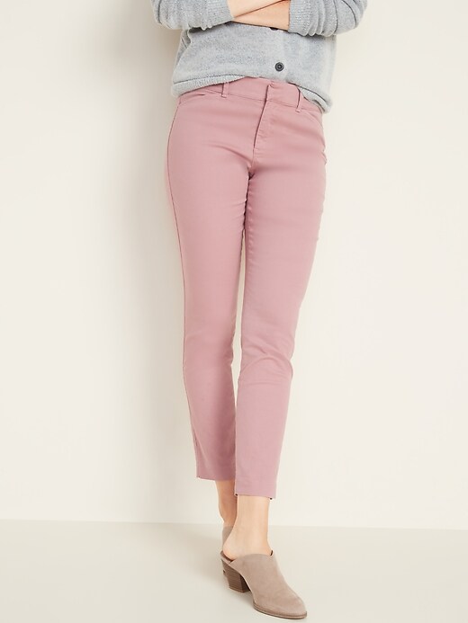 View large product image 1 of 3. Mid-Rise Pixie Ankle Chinos for Women