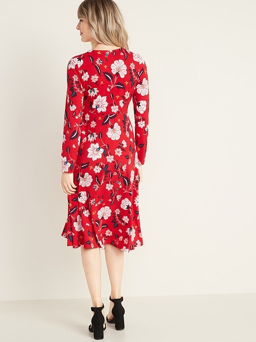 Image number 2 showing, Patterned Jersey Wrap-Front Midi Dress for Women