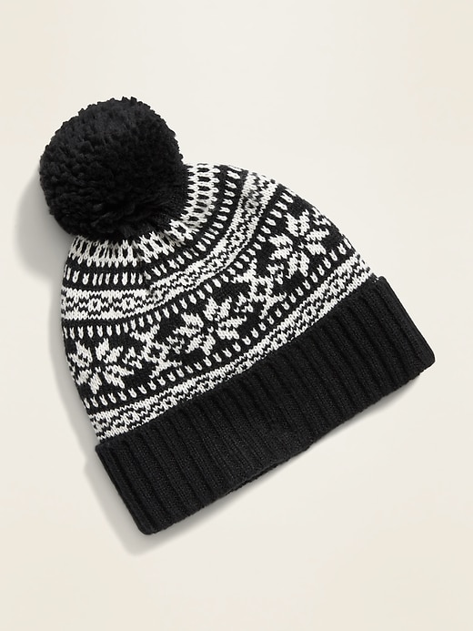 View large product image 2 of 2. Fair Isle Pom-Pom Beanie For Women