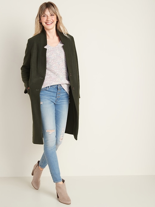 View large product image 1 of 1. Relaxed Soft-Brushed Long-Line Coat for Women