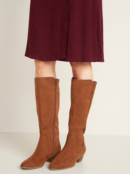 Image number 2 showing, Tall Faux-Suede Western Boots for Women