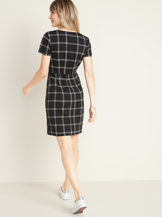 Image number 2 showing, Ponte-Knit Plaid Sheath Dress for Women
