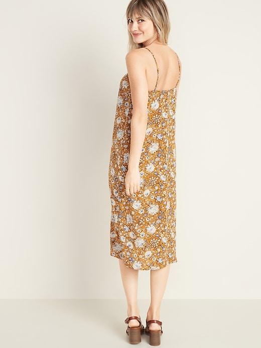 old navy slip dress black long SZ M cocktail party evening out Wedding guest on style sits at belly button hits at calf models are approx Sleeveless Satin Midi Slip Dress