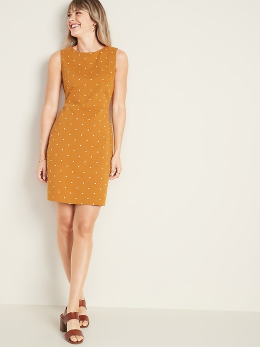 Image number 1 showing, Sleeveless Printed Ponte-Knit Sheath Dress for Women