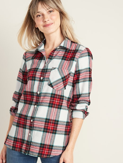 Patterned Flannel Classic Shirt for Women