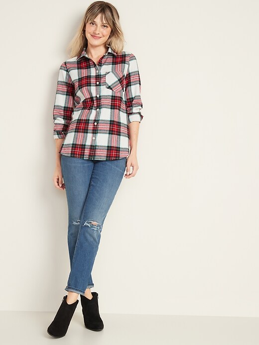 Image number 3 showing, Patterned Flannel Classic Shirt for Women