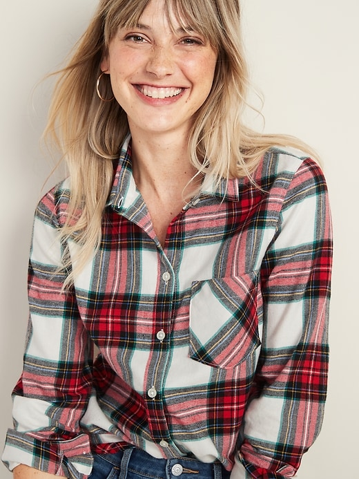 Image number 4 showing, Patterned Flannel Classic Shirt for Women