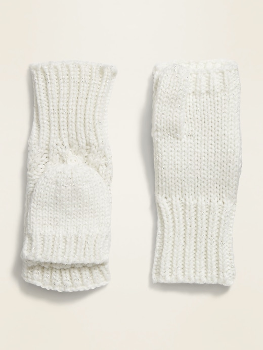 View large product image 1 of 1. Cable-Knit Flip-Top Mittens For Girls