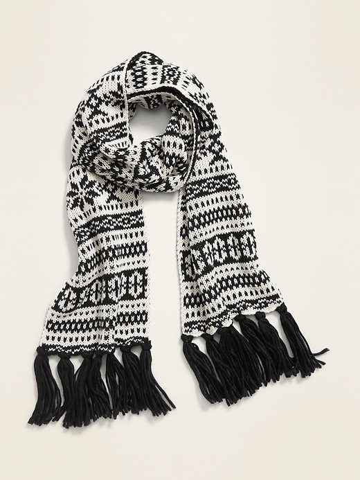 View large product image 2 of 2. Fair Isle Sweater-Knit Scarf for Women