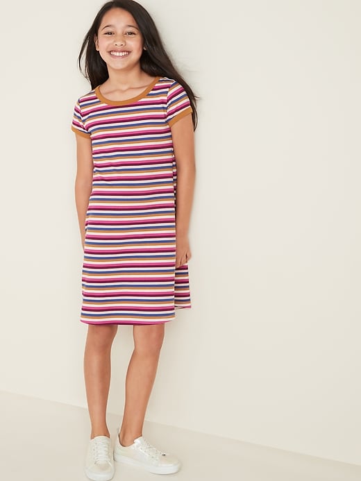 View large product image 1 of 4. Striped Rib-Knit Swing Dress for Girls