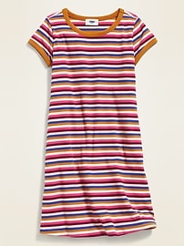 View large product image 4 of 4. Striped Rib-Knit Swing Dress for Girls