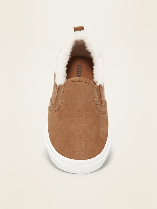 View large product image 2 of 4. Faux-Suede Sherpa-Lined Slip-On Sneakers for Toddler Boys