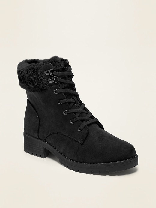 View large product image 1 of 1. Faux-Fur-Lined Sueded Boots for Women