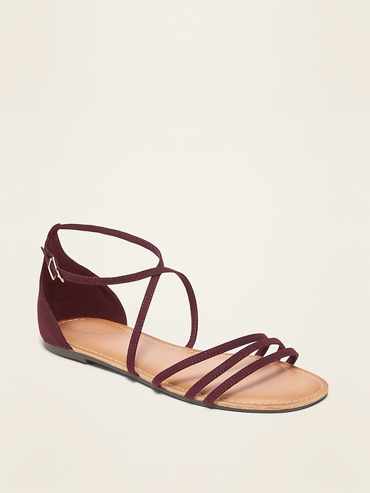 View large product image 1 of 1. Strappy Faux-Suede Sandals for Women