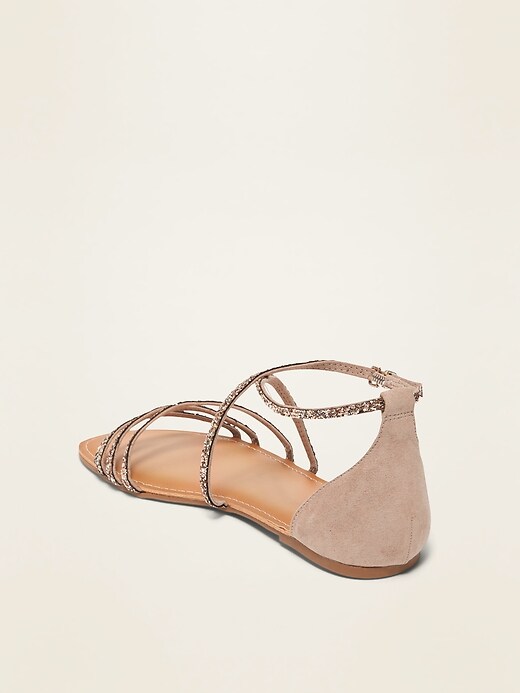 Image number 4 showing, Glitter-Strap Faux-Suede Sandals for Women