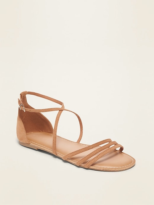Image number 1 showing, Strappy Faux-Suede Sandals for Women