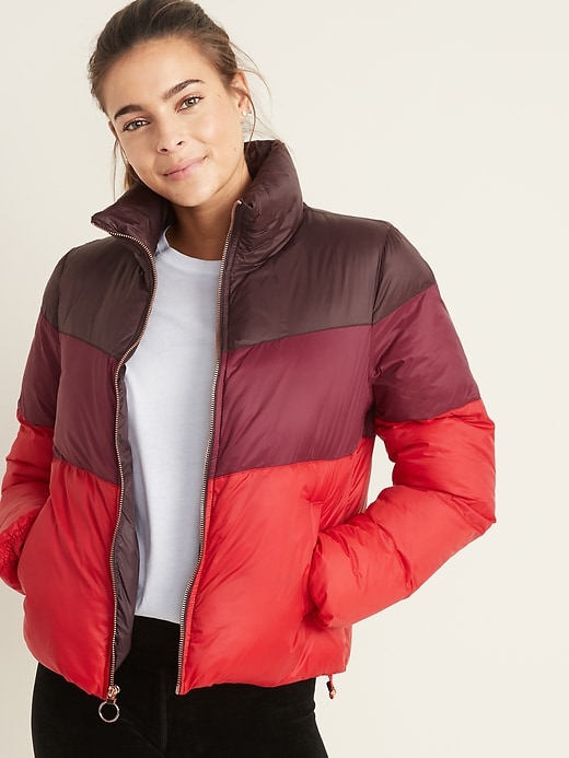 Image number 1 showing, Color-Block Frost-Free Puffer Jacket for Women