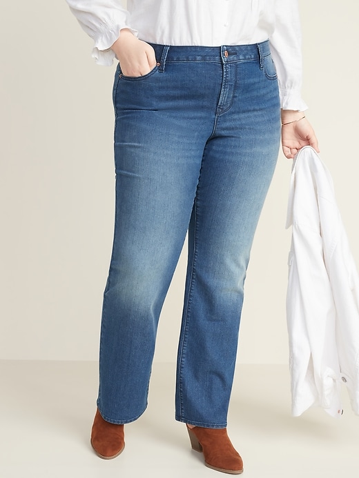 Image number 1 showing, Mid-Rise Plus-Size Boot-Cut Jeans