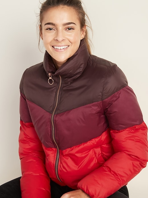 Image number 4 showing, Color-Block Frost-Free Puffer Jacket for Women