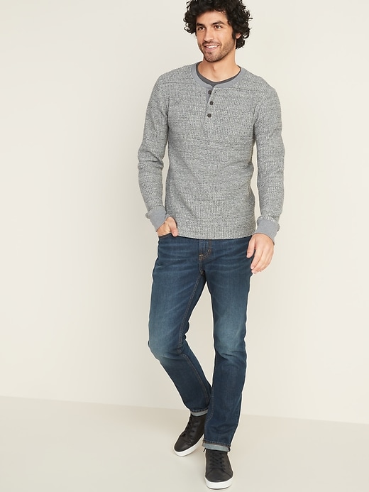 Chunky Thermal-Knit Henley T-Shirt for Men | Old Navy
