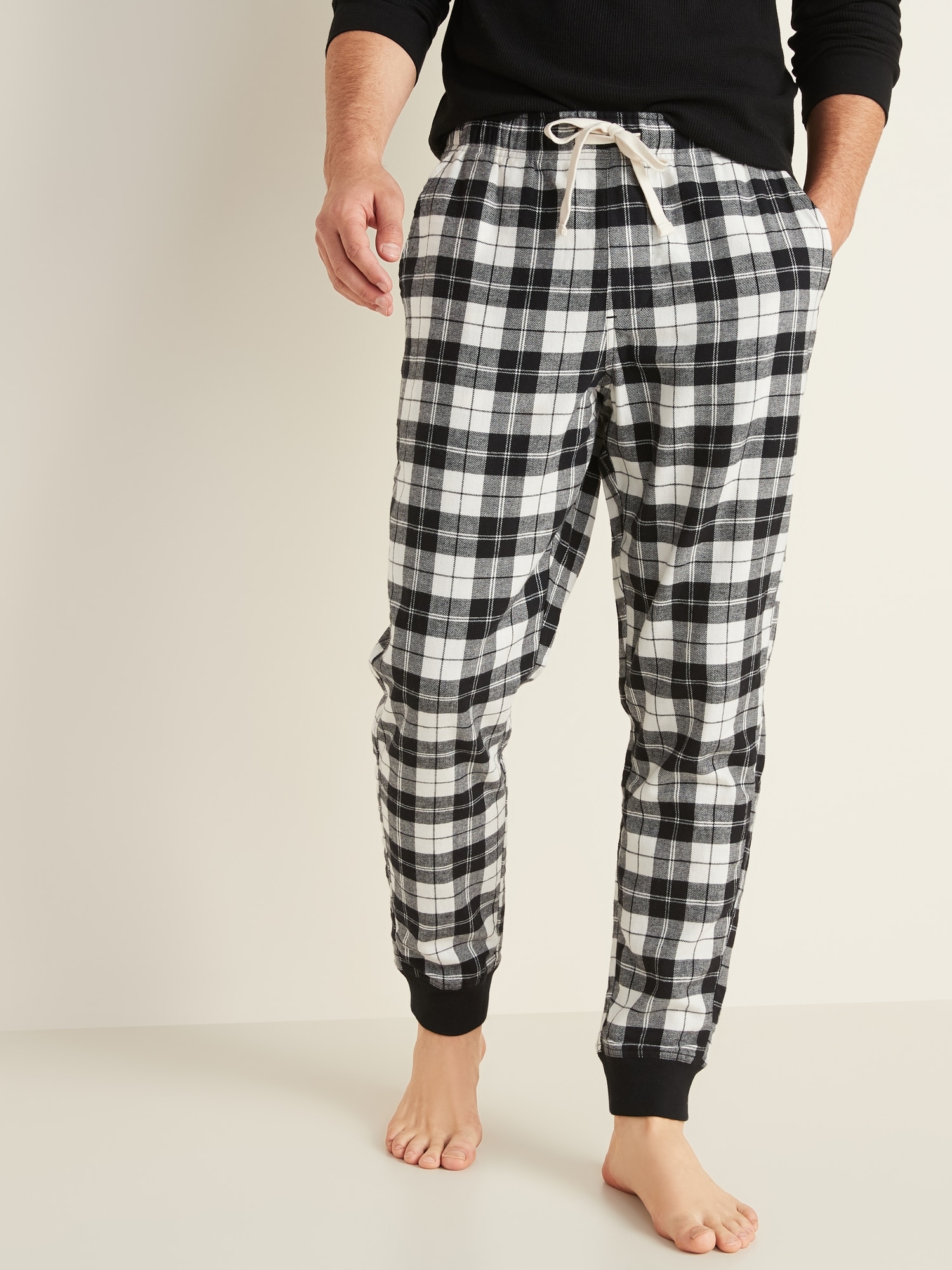 Patterned Flannel Pajama Joggers for Men