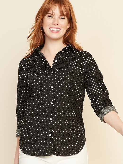Image number 1 showing, Polka-Dot Poplin Classic Shirt for Women