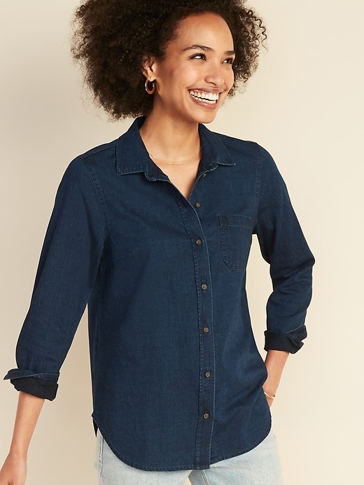 Image number 1 showing, Chambray Classic Shirt for Women