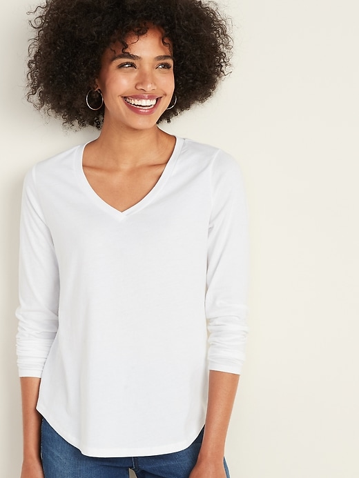 Image number 1 showing, EveryWear Long-Sleeve V-Neck Tee for Women
