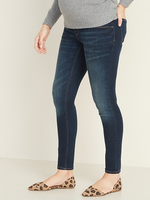 View large product image 1 of 3. Maternity Front-Low Panel Rockstar Super Skinny Jeans
