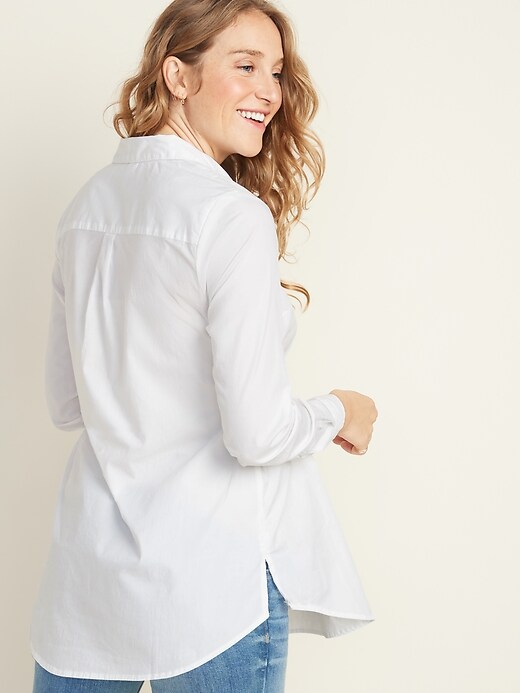 Image number 2 showing, Maternity Tie-Belt  Popover Stretch Tunic Shirt