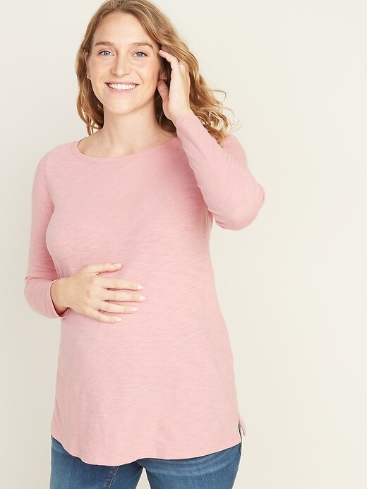 Image number 1 showing, Maternity Relaxed Boat-Neck Tunic