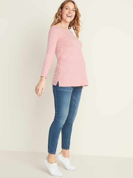 Image number 3 showing, Maternity Relaxed Boat-Neck Tunic